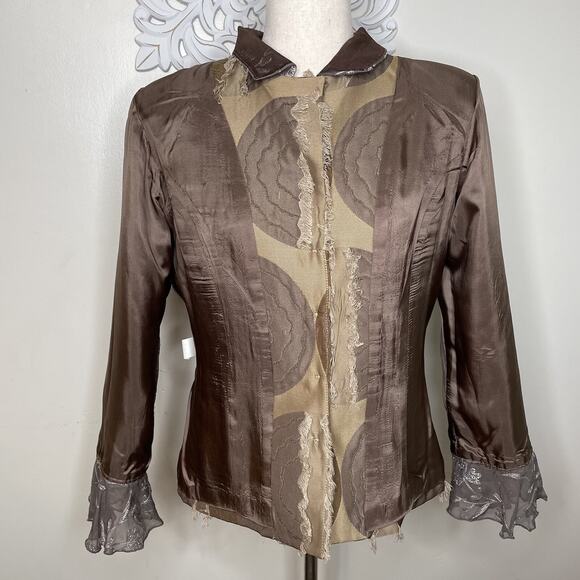 TAYLOR G Dallas Texas size MEDIUM Jacket Embroidered Layered Sleeves USA BRONZE - Picture 14 of 15